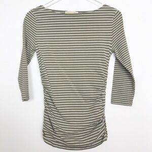 Michael Michael Kors khaki/white striped top w/zip